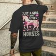 Horse Just A Girl Who Loves Horseback Riding Farm Flower Men's T-shirt Back Print Gifts for Him