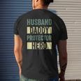 Husband Daddy Protector Hero Father's Day Tee For Dad Wife Mens Back Print T-shirt Gifts for Him