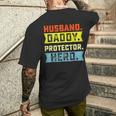 Husband Daddy Protector Hero Father's Day From Wife Son Men's T-shirt Back Print Gifts for Him