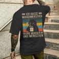 Ich Hasse Morgenmenschen Und Morgen Und Menschen Katzen Black T-Shirt mit Rückendruck Geschenke für Ihn