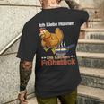 Ich Liebe Hühner Die Kacken Breakfast German Language T-Shirt mit Rückendruck Geschenke für Ihn