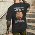 Ich Schaue Nicht Böse Grinse Nicht Jeden Trottel An Kater German T-Shirt mit Rückendruck Geschenke für Ihn