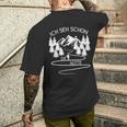 Ich Seh Schon Die Hütte Hikern Bergsteiger Mountain T-Shirt mit Rückendruck Geschenke für Ihn