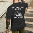 I'm A Simple Man I Like Heavy Equipment Operator And Boobs Men's T-shirt Back Print Gifts for Him