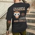 I'm A Simple Woman I Like Coffee And Owls Men's T-shirt Back Print Gifts for Him