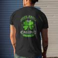 Ireland Is Calling And I Must Go Shamrock Saint Patricks Day Mens Back Print T-shirt Gifts for Him