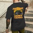 Just A Boy Who Loves Army Tanks Vintage Military Tank Men's T-shirt Back Print Funny Gifts