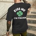 Kiss Me I'm Italian St Patrick's Day Irish Italy Men's T-shirt Back Print Gifts for Him