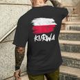 Kurwa Polska Poland Polish T-Shirt mit Rückendruck Geschenke für Ihn