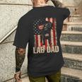 Lab Dad Labrador Retriever Dog American Flag Men's T-shirt Back Print Gifts for Him