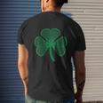 Lacrosse St Patricks Day Shamrock Lucky Lacrosse Mens Back Print T-shirt Gifts for Him