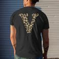 Leopard Cheetah Print Letter V Initial Rustic Monogram Men's T-shirt Back Print Funny Gifts