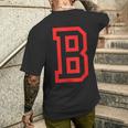 Letter B Large And Bold Outline In Red Men's T-shirt Back Print Gifts for Him