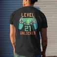 Level 21 Unlocked 21St Birthday Gamer 21 Year Old Male Men's T-shirt Back Print Gifts for Him