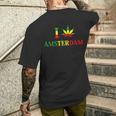 I Love Amsterdam Hemp Leaf Reggae Kiffer T-Shirt mit Rückendruck Geschenke für Ihn