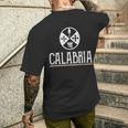 Love Calabria Flag Calabrese Pride T-Shirt mit Rückendruck Geschenke für Ihn