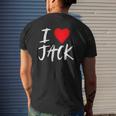 I Love Jack Husband Son Dad Boyfriend Grandson Red Heart Mens Back Print T-shirt Gifts for Him