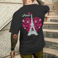 Love Paris Heart Eiffel Tower Souvenir France French Love Men's T-shirt Back Print Gifts for Him