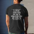 Love Truth Peace Freedom Justice Mens Back Print T-shirt Gifts for Him