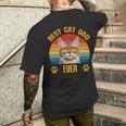 Lustige Katzeatertag Retrointage Papa Best Cat Dad Ever T-Shirt mit Rückendruck Geschenke für Ihn