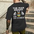 Man Behind Eggcitement Easter Pregnancy Announcement Dad Men's T-shirt Back Print Gifts for Him