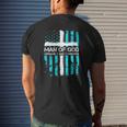 Man Of God Husband Dad Grandpa American Flag Christian Cross Mens Back Print T-shirt Gifts for Him