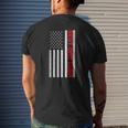 Mens Best Dad Ever Thin Red Line Dad Fathers Day American Flag Mens Back Print T-shirt Gifts for Him