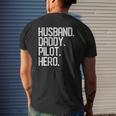 Mens Husband Daddy Pilot Hero Dad Papa Christmas Mens Back Print T-shirt Gifts for Him