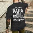 Men's Ich Bin Stolzer Papa Von 3 Kinder Papa 3 Black T-Shirt mit Rückendruck Geschenke für Ihn