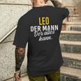 Men's Leo Der Mann Der Alles Kann Vorname Black T-Shirt mit Rückendruck Geschenke für Ihn