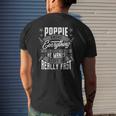 Mens Poppie Knows Everything Poppie Father's Day Mens Back Print T-shirt Gifts for Him