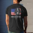 Mens Proud Springer Spaniel Dad American Flag Patriotic Dog Mens Back Print T-shirt Gifts for Him