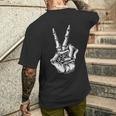 Minimalists Retro Vintage Skeleton Peace Sign Skull Men's T-shirt Back Print Gifts for Him