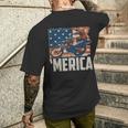 Motocross Racer Dirt Bike Merica American Flag Men's T-shirt Back Print Gifts for Him