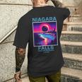 Niagara Falls Total Solar Eclipse 2024 80S New York Canada Men's T-shirt Back Print Gifts for Him