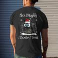 Nice Naughty I Swear I Tried Black Cat Xmas Lights Mens Back Print T-shirt Gifts for Him