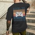 Nivel 34 Desbloqueado – Retrointage 34 Cumpleaños Gamer Gaming Camiseta Hombre Estampado Espalda Regalos para él
