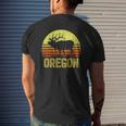 Oregon Elk Hunter Dad Vintage Retro Sun Bow Hunting Mens Back Print T-shirt Gifts for Him