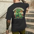 PapasaurusRex Dinosaur Papa Saurus Father's Day Retro Men's T-shirt Back Print Gifts for Him