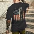 Patriotic Electrician American Usa Flag Men's T-shirt Back Print Gifts for Him