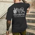 Peace Love Cure Brain Tumor Support Brain Tumor Awareness Men's T-shirt Back Print Gifts for Him