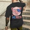 Pig 4Th Of July Merica American Flag Sunglasses Men's T-shirt Back Print Gifts for Him