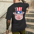 Pig 4Th Of July Uncle Sam American Flag Hat Men's T-shirt Back Print Gifts for Him