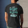 Pontoon Boat Captain My Boat My Rules Father's Day Mens Back Print T-shirt Gifts for Him