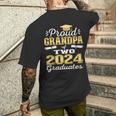 Proud Grandpa Of Two 2024 Graduate Class 2024 Graduation Men's T-shirt Back Print Gifts for Him