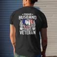 Proud Husband Of A Us Veteran Dog Tags Military Spouse Mens Back Print T-shirt Gifts for Him