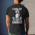Raccoon Gym Weight Training I Work Out So I Can Eat Garbage Men's T-shirt Back Print Gifts for Him