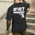 Rapper 187 With Hashtag Ratchet And Gangster Motif T-Shirt mit Rückendruck Geschenke für Ihn