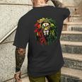 Rasta Reggae Music Headphones Hippie Reggae Lion Of Judah Men's T-shirt Back Print Gifts for Him