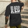 Red Instead Autism Awareness Acceptance Education Teacher Men's T-shirt Back Print Gifts for Him